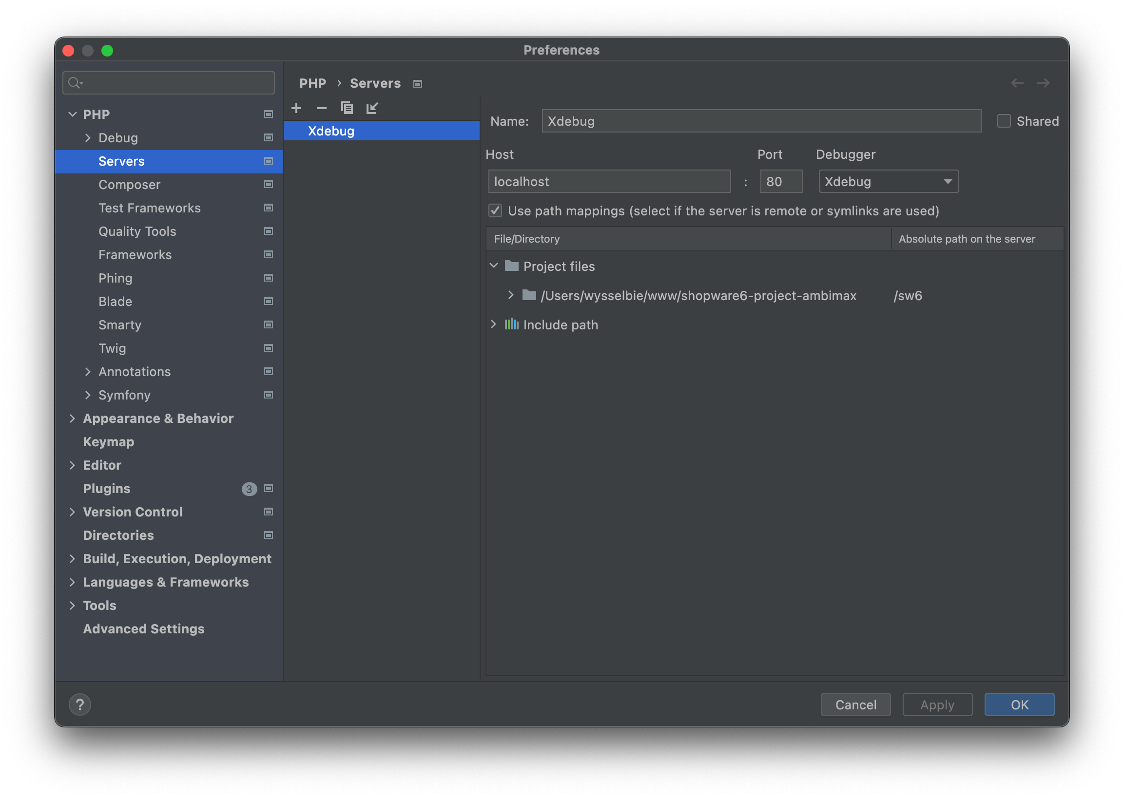 PHPStorm Server Configuration